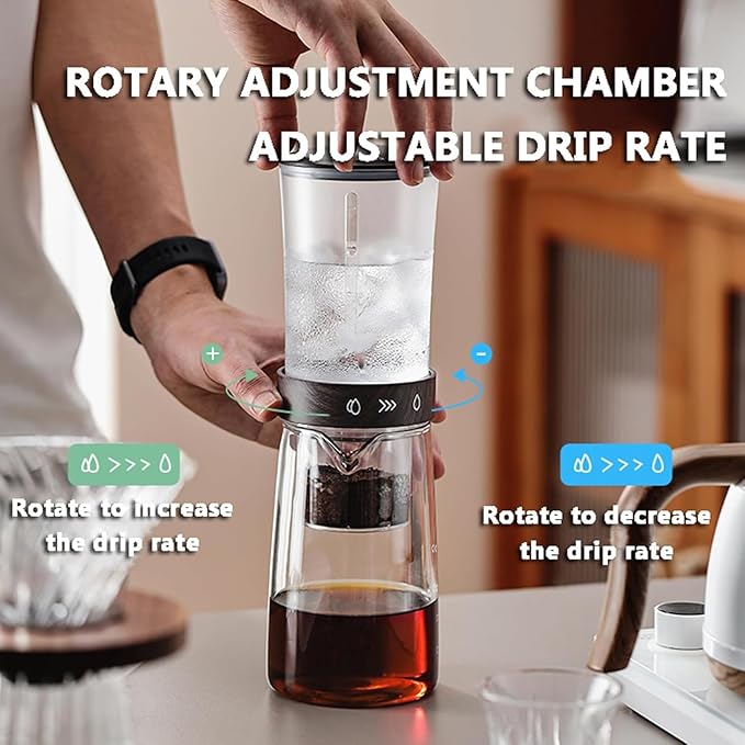 Drip Cold Brew Coffee Maker Machine Ice Drip Coffee Brewer 450ml Capacity 500-mesh High-density Filter High borosilicate glass material for Home and Office