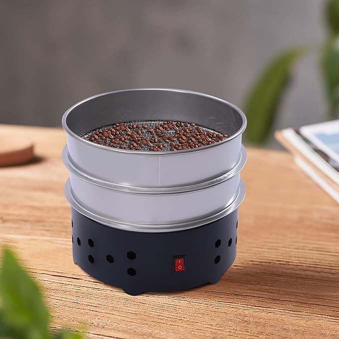 Coffee Bean Cooler 1.3lb Electric Coffee Beans Cooling Machine Chaff with 304 Stainless Steel Mesh 110V Double Peanuts Cashews Cooling Tray Radiator for Home Coffee Use