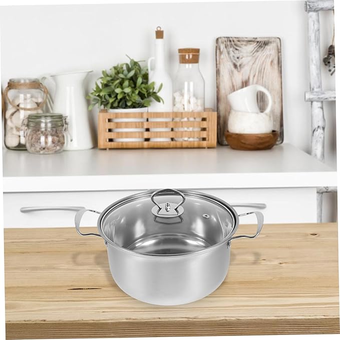 Healifty Stainless Steel Cookware Set Pot with Lid Milk Pot Frying Pan Comfortable Handle Easy Clean Surface