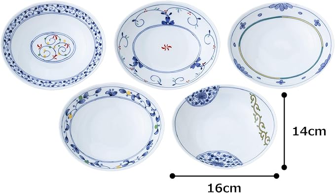 Saikaitoki dyed Nishikie changes ellipse bowl assortment 31984