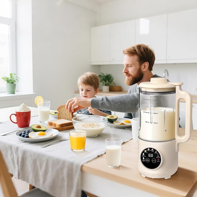 50oz Nut Milk Maker 10-in-1 Automatic Nut Milk Machine with 20 Blades Almond Milk Maker for Plant Based Milks Homemade Oat Soy Milk Machine with Delay Start Keep Warm Auto Clean
