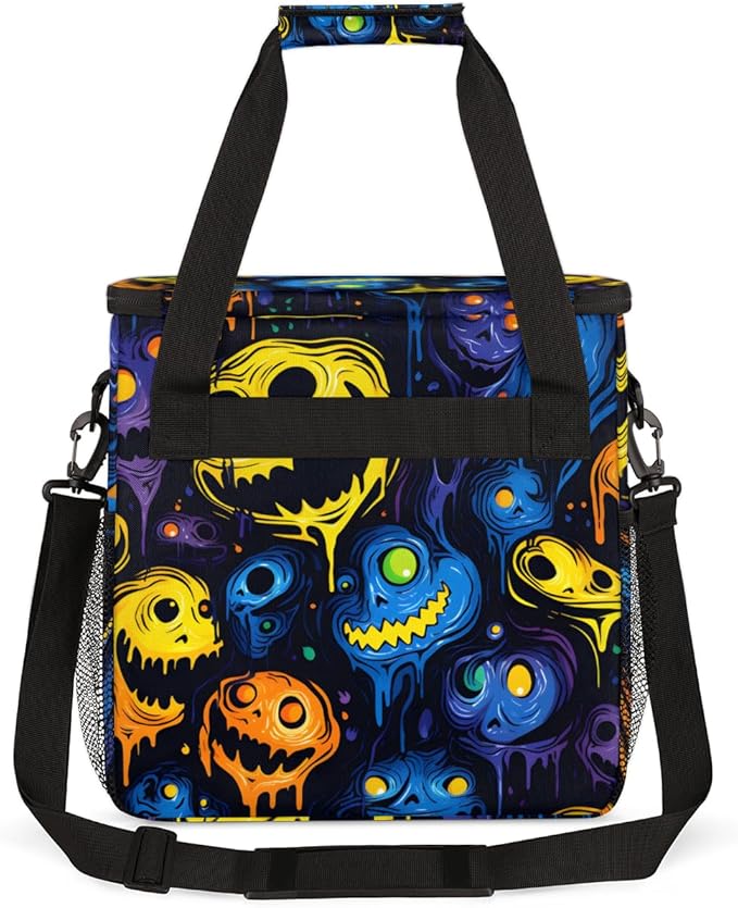 Spooky Ghosts Coffee Maker Carrying Bag Cartoon Ghosts Travel Storage Bag Compatible with K-Mini or K-Mini Plus Single Serve Coffee Brewer Carrying Case with Multiple Pockets &amp Shoulder Strap