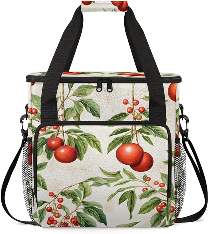 Christmas Flowers Coffee Maker Carrying Bag Graffiti Flowers Travel Storage Bag Compatible with K-Mini or K-Mini Plus Single Serve Coffee Brewer Carrying Case with Multiple Pockets &amp Shoulder St