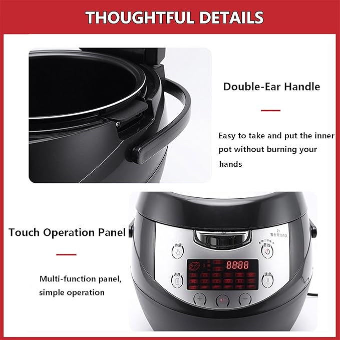900W Pearl Maker Electric Rice Cookers Tapioca Pearl Cooker with Touch Control Panel | Commercial Pearls Machine Integrated Pot Lid with Thermal Probe &amp Sealing Ring w/2 Juice Cup