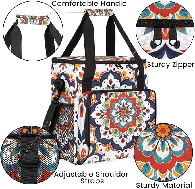Celestial Mandala Coffee Maker Carrying Bag Portable Travel Storage Tote Bag Compatible with K-Mini or K-Mini Plus Single Serve Coffee Brewer Carrying Case with Multiple Pockets &amp Shoulder Strap