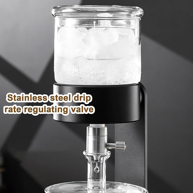 Iced Drip Coffee Maker Drip Cold Brew Coffee Maker with Stainless Steel Adjustable Valve 500ml Borosilicate Glass Pot Makes 2-3 Cups for Home Office Gifts