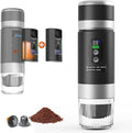 Portable Coffee Machine w/ 2 Rechargeable Batteries 8 Cups 80ml Self-Heating 20bar USB-C Espresso coffee Maker for Camping Travel Office Ground &amp Capsule Compatible