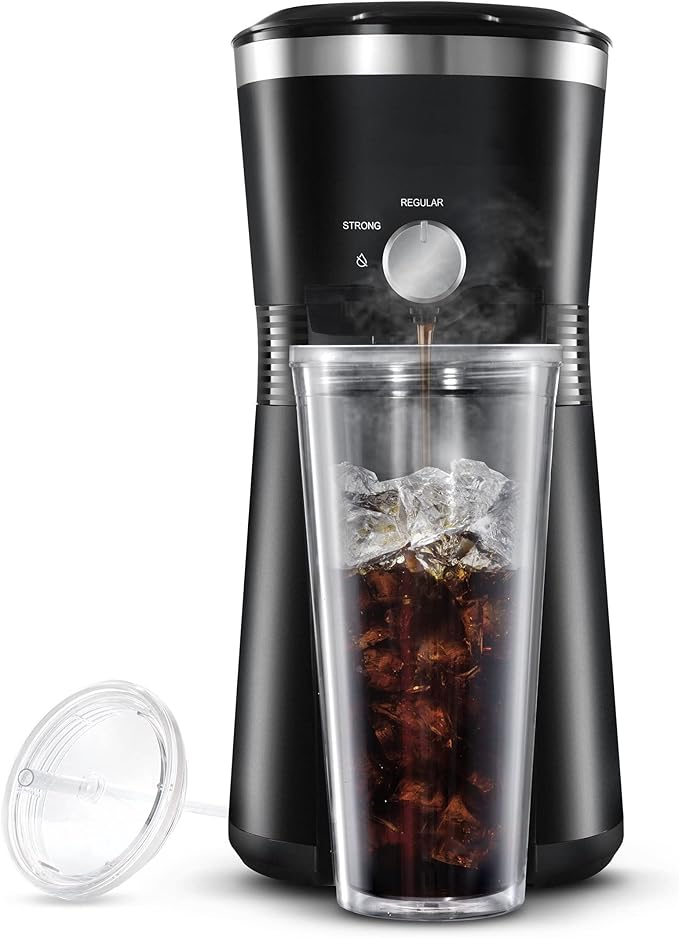 Iced Coffee Maker with 25 fl oz. Reusable Tumbler Black
