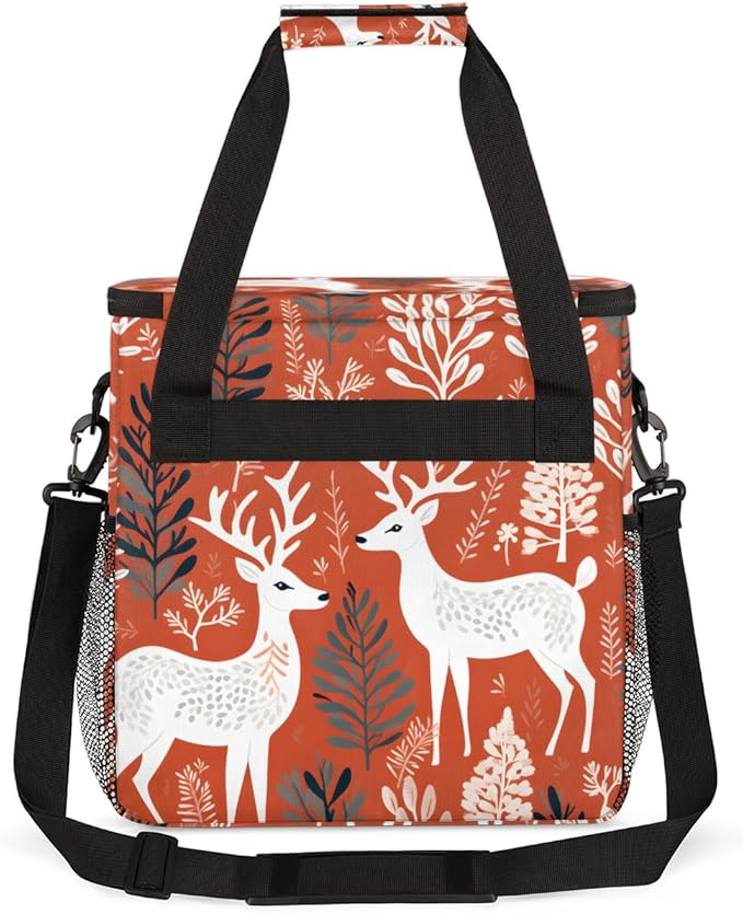 Christmas Elk Coffee Maker Carrying Bag Misty Forest Travel Storage Bag Compatible with K-Mini or K-Mini Plus Single Serve Coffee Brewer Carrying Case with Multiple Pockets &amp Shoulder Strap