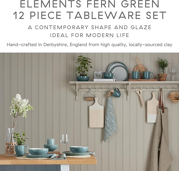 Denby Elements Fern Green 12 Pc Tableware Set