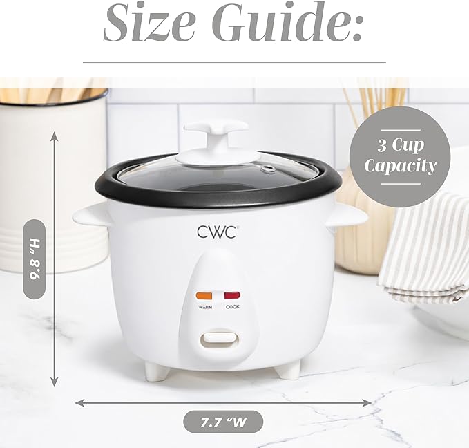 COOK WITH COLOR 6 Cup Rice Cooker 300W - Effortless Cooking and Perfectly Cooks 3 Cups of Raw Rice for 6 Cups of Cooked Rice Cream