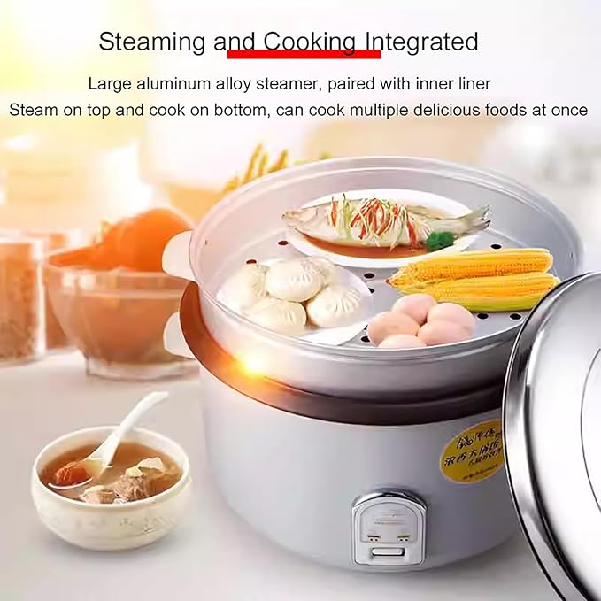 Commercial Rice CookerHigh-Capacity 10/12/19L with Non Stick Pot &amp One Touch Operationfor Hotel Restaurant Canteen Construction Site Rice CookerOne Color-12L-1950W