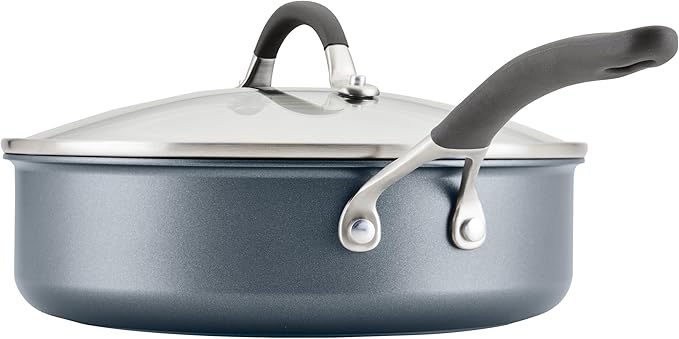 Circulon A1 Series with ScratchDefense Technology Nonstick Induction Sauté Pan with Helper Handle and Lid 5 Quart Graphite