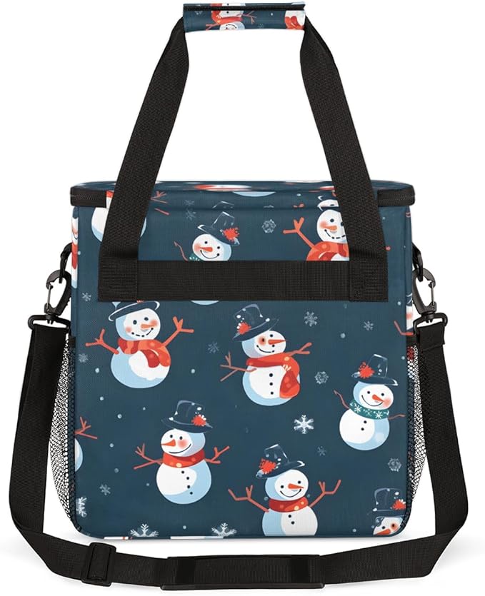 Christmas Snowman Coffee Maker Carrying Bag Cute Snowman Travel Storage Bag Compatible with K-Mini or K-Mini Plus Single Serve Coffee Brewer Carrying Case with Multiple Pockets &amp Shoulder Strap