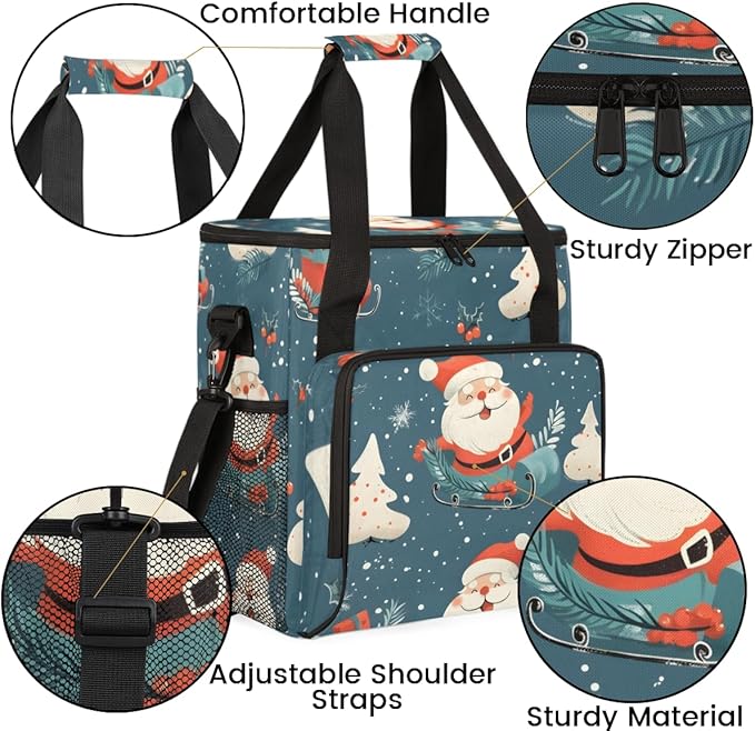 Abstract Santa Claus Coffee Maker Carrying Bag Cute Santa Claus Travel Storage Bag Compatible with K-Mini or K-Mini Plus Single Serve Coffee Brewer Carrying Case with Pockets &amp Shoulder Strap