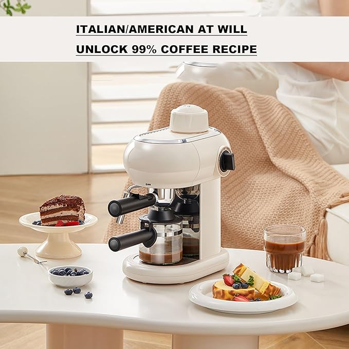 Home Retro Coffee Machine Semi Automatic Espresso Machine with Steam Frother 5bar Water Tank 240ml 15s High Pressure Extract