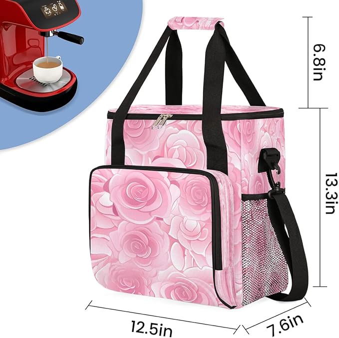 Rose Coffee Maker Carrying Bag for Keurig K-Mini or K-Mini Plus Storage Portable Coffee Maker Travel Bag