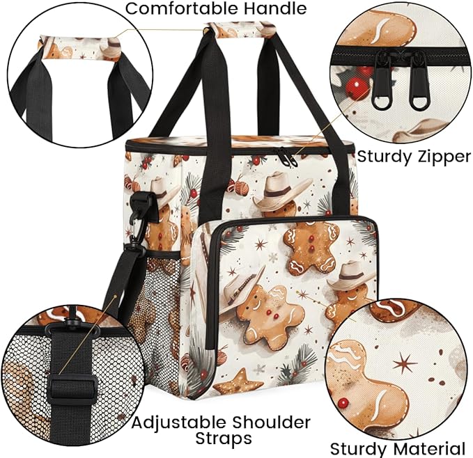 Retro Gingerbread Man Coffee Maker Carrying Bag Portable Travel Storage Tote Bag Compatible with K-Mini or K-Mini Plus Single Serve Coffee Brewer Carrying Case with Multiple Pockets &amp Shoulder S