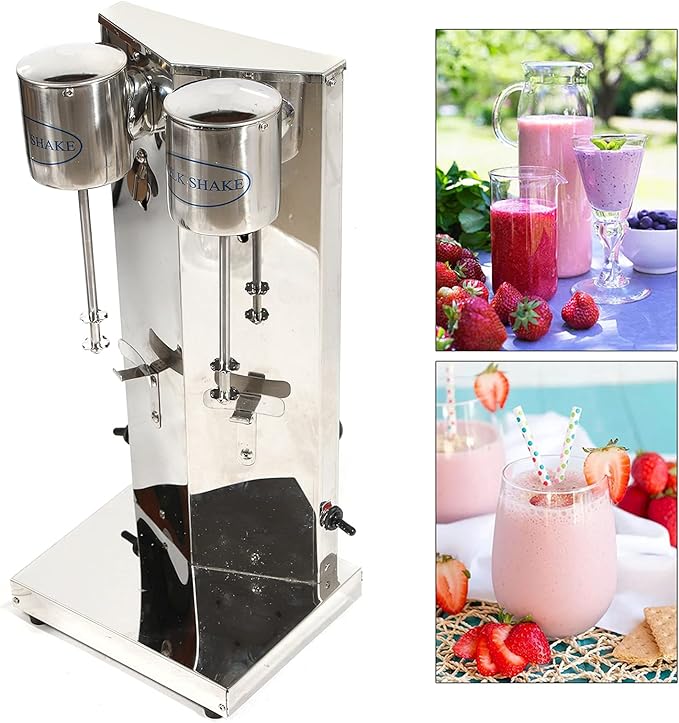 Milkshake Machine 180W 110V Double Head Electric Milkshake Maker with 2 Speed Adjustable 27.05 Ounces Per Cup Capacity Electric Beverage Blender with 2 Measuring Cups for Protein Shakes