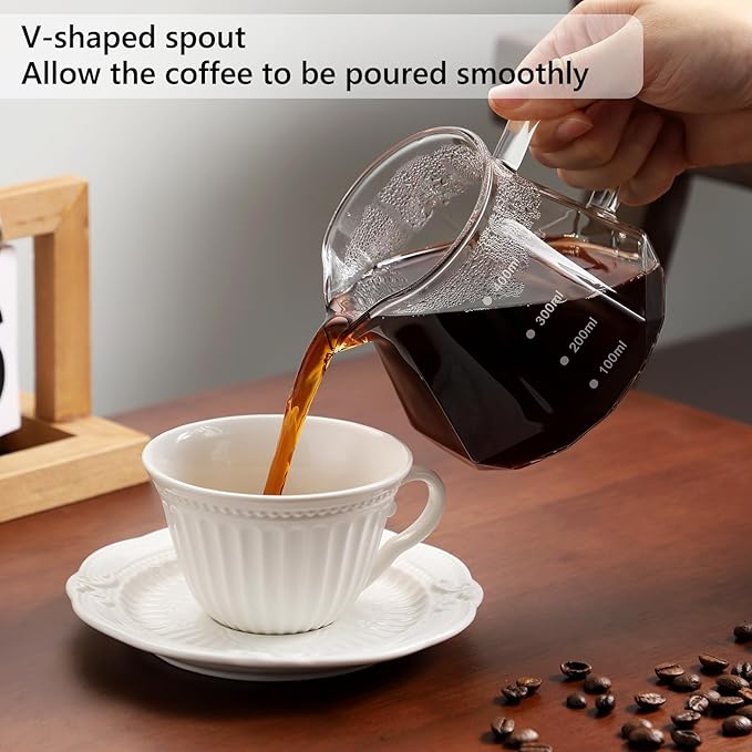 Bincoo 400ML Pour Over Coffee Maker Set with Filter PaperCeramic Pour Over Coffee Dripper 1-2 Cups-Professional Coffee Brewing Pot for Home Office(White)
