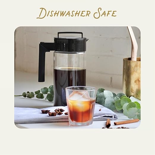 Takeya Tritan Cold Brew Coffee Maker - Airtight Pitcher with Leak-Free Lid - BPA-Free Cold Brew Maker with Silicone Handle - Dishwasher-Safe Pitcher for Homemade-Cold-Brew - 1 QuartBlack(Pack of 4)