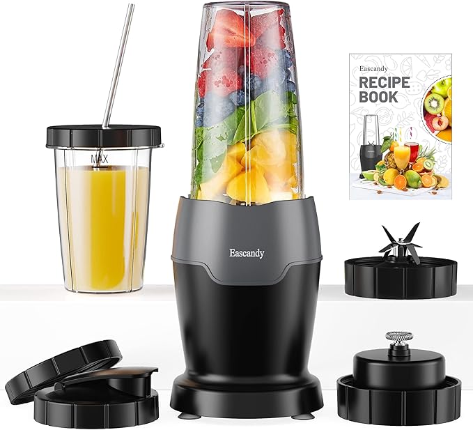 Real 900 Watts Smoothie Blender for Shakes and Smoothies with Milk Frother 12 in 1 Set Personal Blender Germany Stainless Steel Blades Smoothie Maker with 2 Tritan Sport Cups