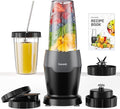 Real 900 Watts Smoothie Blender for Shakes and Smoothies with Milk Frother 12 in 1 Set Personal Blender Germany Stainless Steel Blades Smoothie Maker with 2 Tritan Sport Cups