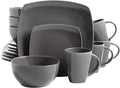 Gibson Soho Lounge Square Reactive Glaze Dinnerware Set Grey - 97558.16RM Service for 4 (16pcs)