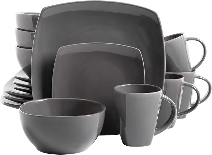 Gibson Soho Lounge Square Reactive Glaze Dinnerware Set Grey - 97558.16RM Service for 4 (16pcs)