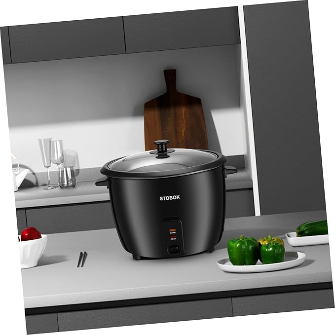 Alipis Portable Rice Cooker Electric Stew Pot with Transparent Lid One-button Control Multifunctional Cooker for Rice Oatmeal Soups and Steamed Vegetables US Plug for Home and Travel