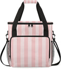 Pink Stripes Travel Coffee Maker Carrying Bag Large Organizer Storage Tote Bag Insulated Reusable Cooler Grocery Bags