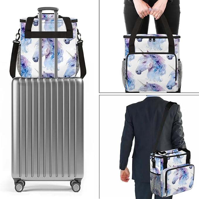 Unicorn Coffee Maker Carring Bag Large Insulated Storage Organizer Case Tote Bags with Shoulder Strap for Travel Work Picnic