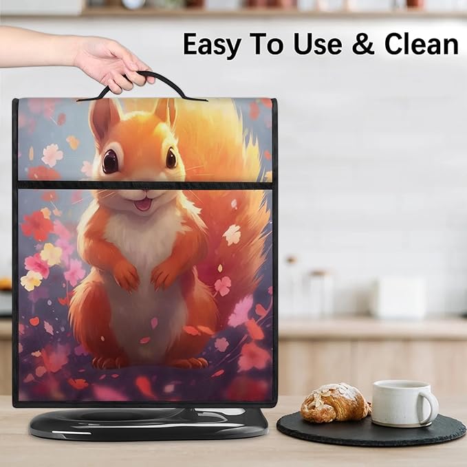 cfpolar Kitchen Aid Mixer Cover Compatible with 6-8 Quarts Cute Squirrel Flowers Stand Mixer Cover Kitchen Aid Mixers Accessories Appliance Organizer Bag Dust Covers with Zipper Pocket