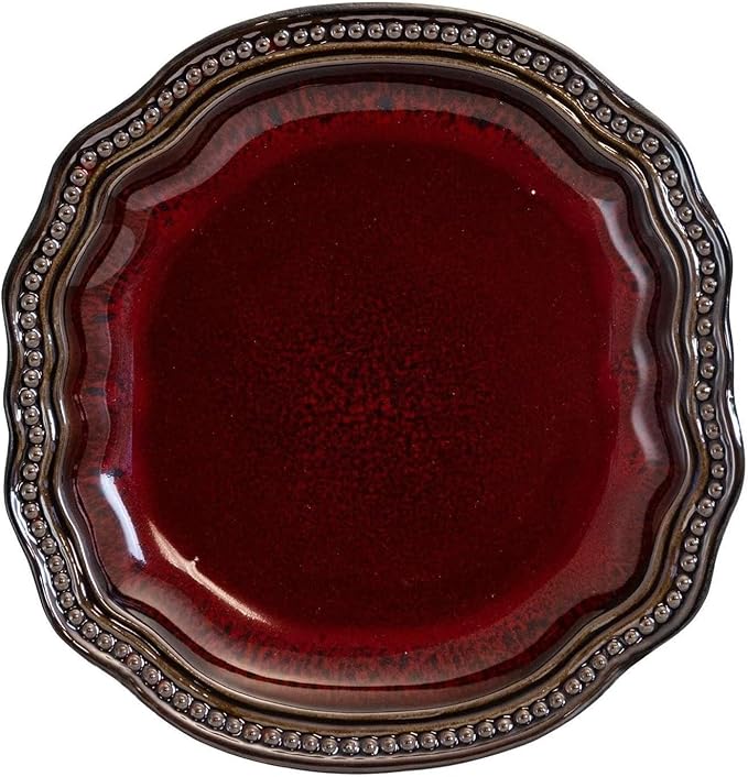 Regal 16 Piece Stoneware Dinnerware Set - Vibrant Red with Gold Accents Service for 4 Dishwasher &amp Microwave Safe Contemporary Design
