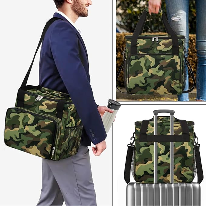 Black Green Camouflage Coffee Maker Carring Bag Travel Carrying Storage Tote Bag Compatible with Keurig K-Mini or K-Mini Plus Portable Single Serve Coffee Brewer Case with Pockets for K-cup Pods