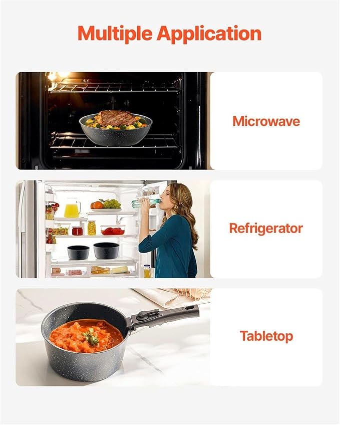 17 Piece Granite Nonstick Pots And Pans Set Induction Compatible Kitchen Cookware Black