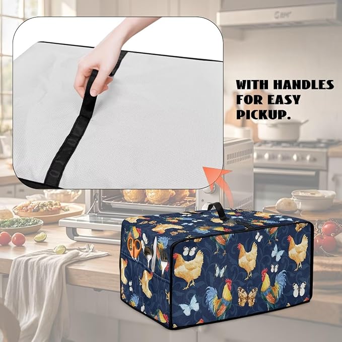 Doojoayie Rooster &amp Cock Toaster Cover 8 Slice Bread Machine Cover Small Kitchen Appliance Protector Modern Kitchen Decoration Gift for People Who Loves to Cook