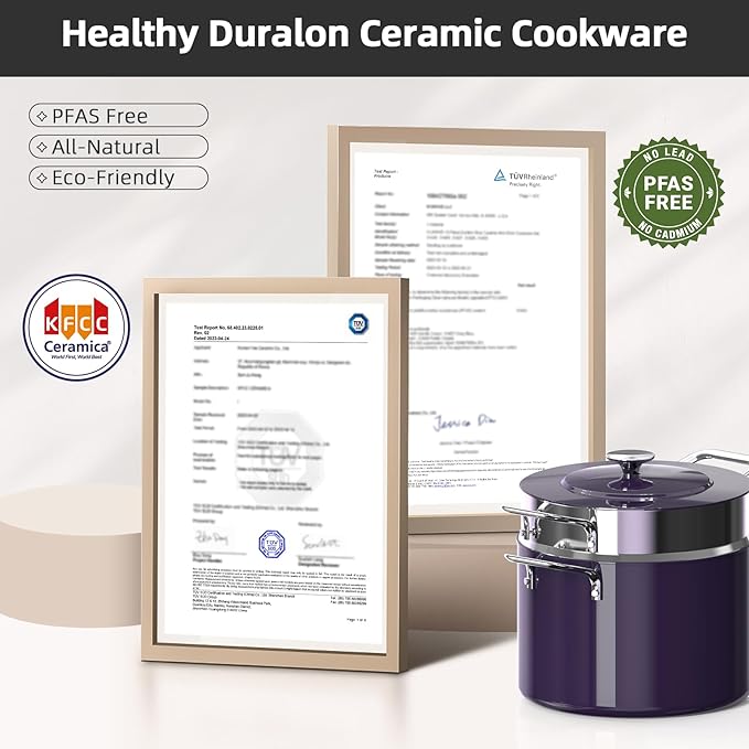 Nuwave Lux 13pc Forged Lightweight Cookware Set PFAS Free Healthy G10 Duralon Ceramic Coating Ultra Non-Stick Stay-Cool Handles Works on All Cooktops &amp Induction Ready