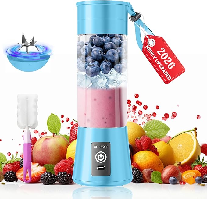 2026 Newly Upgraded Portable Smoothie Blender - Cordless Personal Blender Type-C Rechargeable 13Oz Juice Cup BAP Free 20000Rpm Speed Powerful Blending Freshly Squeezed in Sports/Office