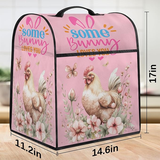 Kitchen Aid Mixer Cover Rooster Flower Floral Butterfly Stand Mixer Cover Compatible with 6-8 Quarts Stand Mixers Dust Covers with Zipper Pocket Foldable Washable Kitchen Aid Organizer Bag