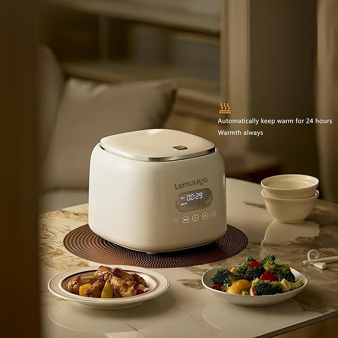Lemuugo Smart Rice Cooker 2.5L Capacity Digital Display 400W White