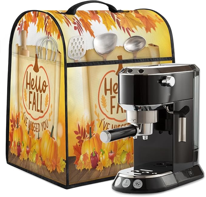 cfpolar Kitchen Aid Mixer Cover Compatible with 6-8 Quarts Autumn Pumpkin Maple Leaves Stand Mixer Cover Kitchen Aid Mixers Accessories Appliance Organizer Bag Dust Covers with Zipper Pocket