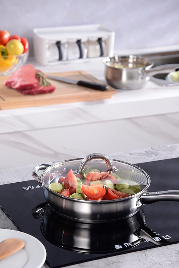 12-Piece Induction Ready Stainless Steel Cookware Sets with Glass Lid Silver on Cookware Sets Stainless Steel