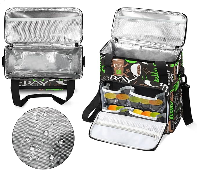 coffee beans cup green Coffee Maker Carring Bag Travel Carrying Storage Tote Bag Compatible with Keurig K-Mini or K-Mini Plus Portable Single Serve Coffee Brewer Case with Pockets for K-cup Pods