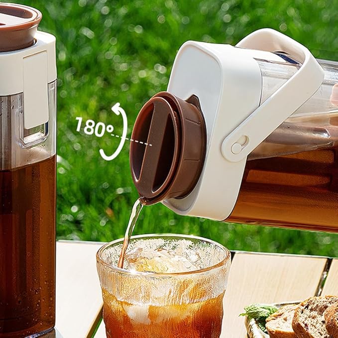 watchget Cold Brew Coffee Maker 1000ml/35oz Iced Tea and Coffee Brewer with Removable 350 Mesh Filter Portable Space-saving and Airtight Seal Pitcher for Home and Garden