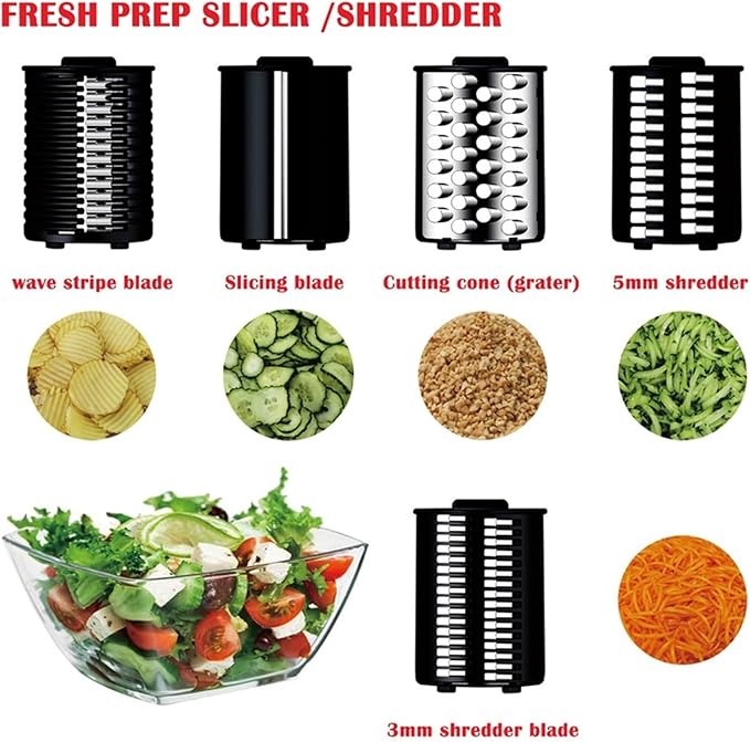 Stainless Steel Slicer/Shredder Attachment Compatible for KitchenAid Stand Mixer with 5 Blade Slicer Salad Maker