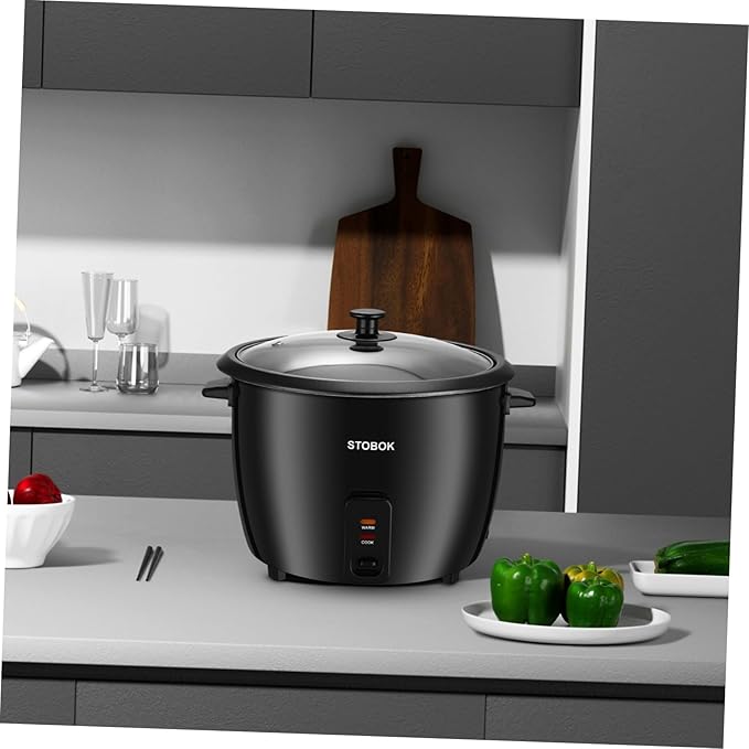 Lurrose Electric Rice Cooker with Clear Lid Portable Household Stew Pot for Rice Porridge Soup and Steamer US Plug Small Appliance for Easy One-button Cooking