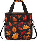 Fall Leaves Theme Coffee Maker Travel Bag for Keurig K-Mini/K-Mini Plus Insulated Waterproof Tote with Pockets for K-Cup Portable Single-Serve Brewer Case