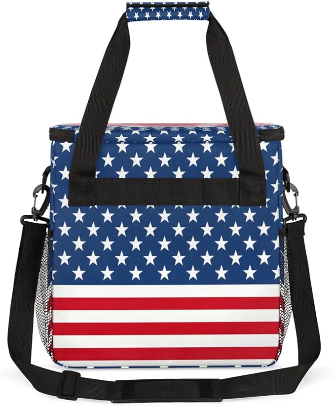 Stars Stripes Coffee Maker Carrying Bag Compatible with K-Mini or K-Mini Plus Portable Single Cup Coffee Maker Case with Pockets for K Cup Pods