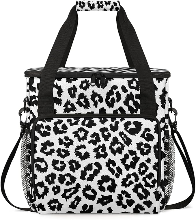 Leopards Animal Print Coffee Maker Travel Bag for Keurig K-Mini/K-Mini Plus Insulated Waterproof Tote with Pockets for K-Cup Portable Single-Serve Brewer Case